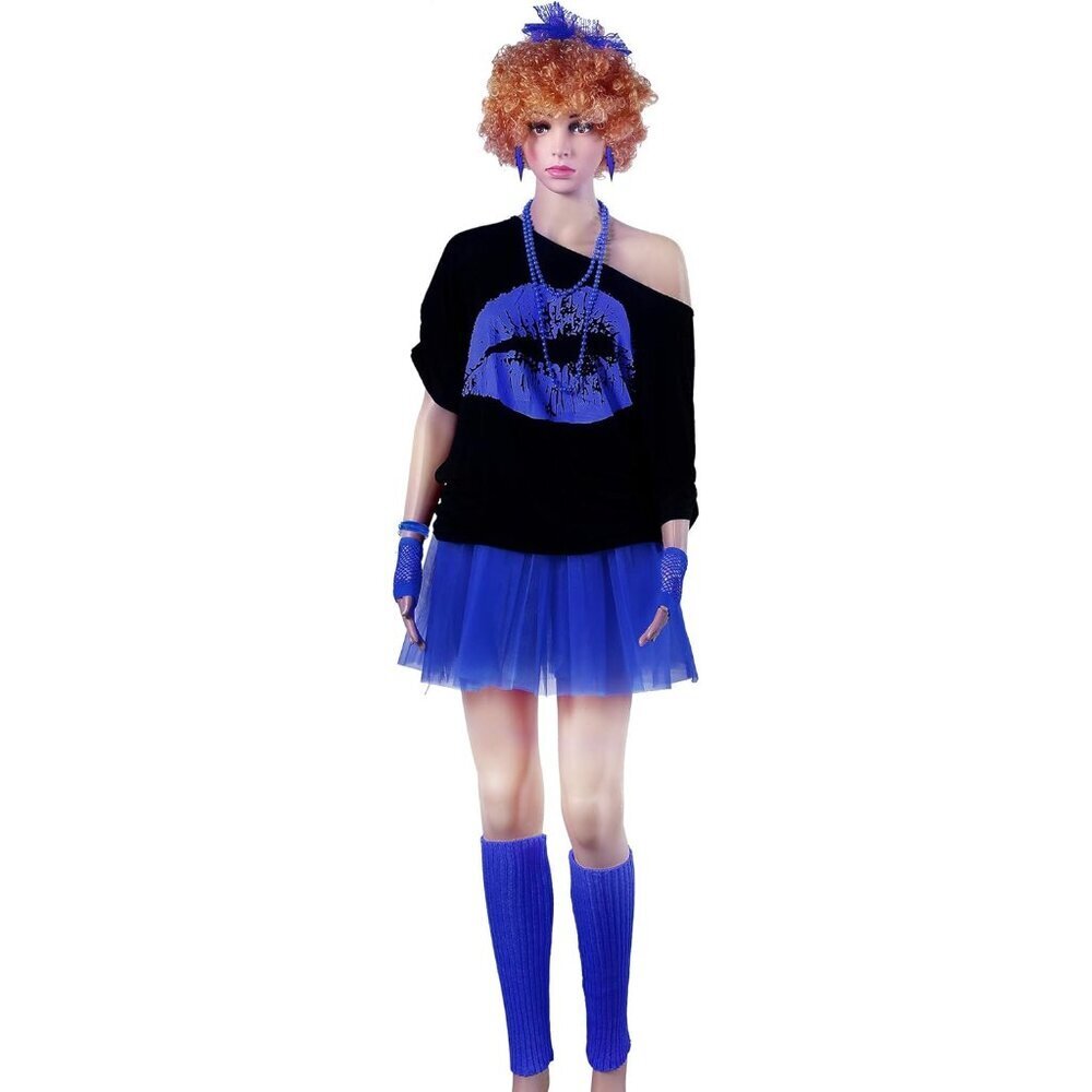 80s Costume Set for Women Neon T Shirt Tutu Skirt Accessories Party - Picture 4 of 5